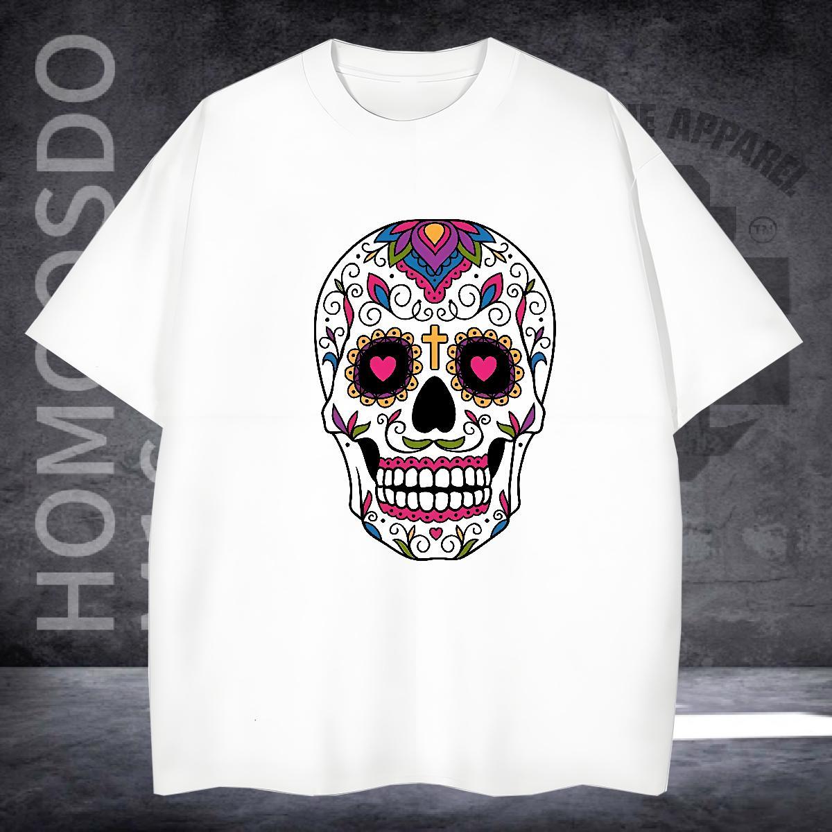 Soft T-Shirts for Men 230g Pure Cotton skull Beach Custom Printed O-Neck Short Sleeve Men Clothes T-Shirt Customized Tee Shirt