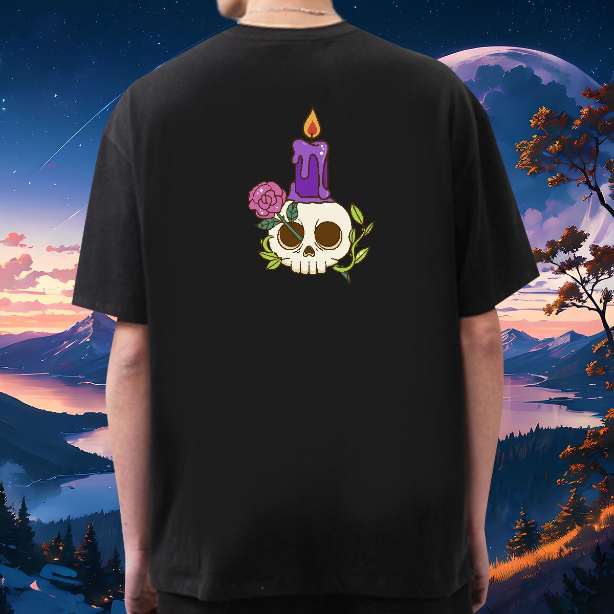 Designer T shirt 230g Pure Cotton skull Street wear Hip Hop DIY Printed O-Neck Short Sleeve Tshirt for Man Woman Fashion Casual Tops Tees