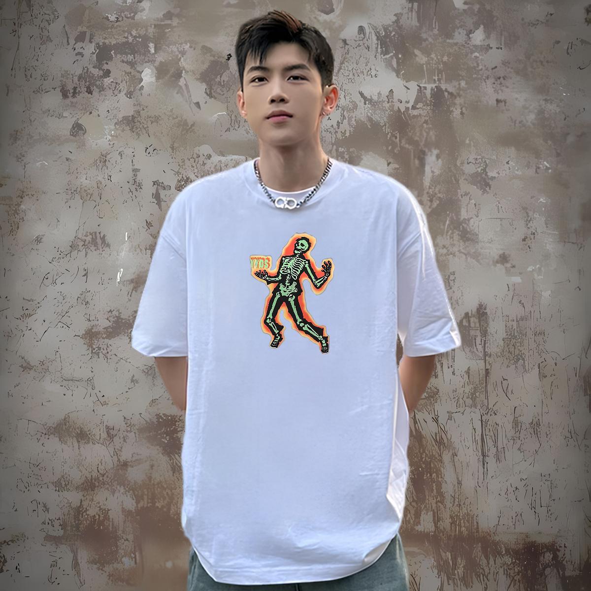 Popular Mens T Shirts 230g Cotton skull Spring Summer Custom Cartoon Short Sleeve Soft Men Tees Wholesale Polos