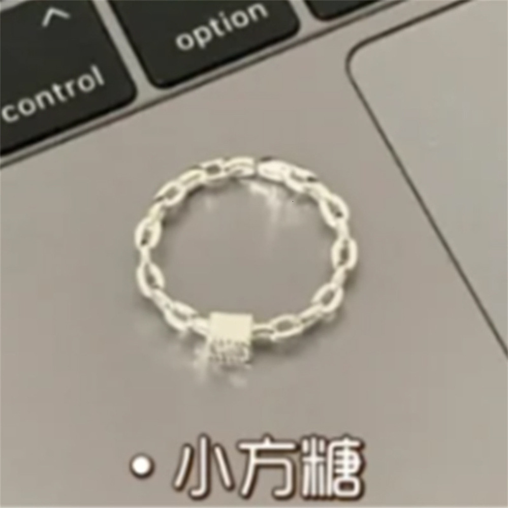 Ring, pure sier, Korean version, plain circle, irregular and versatile, female niche, Instagram style design, non fading combination ring