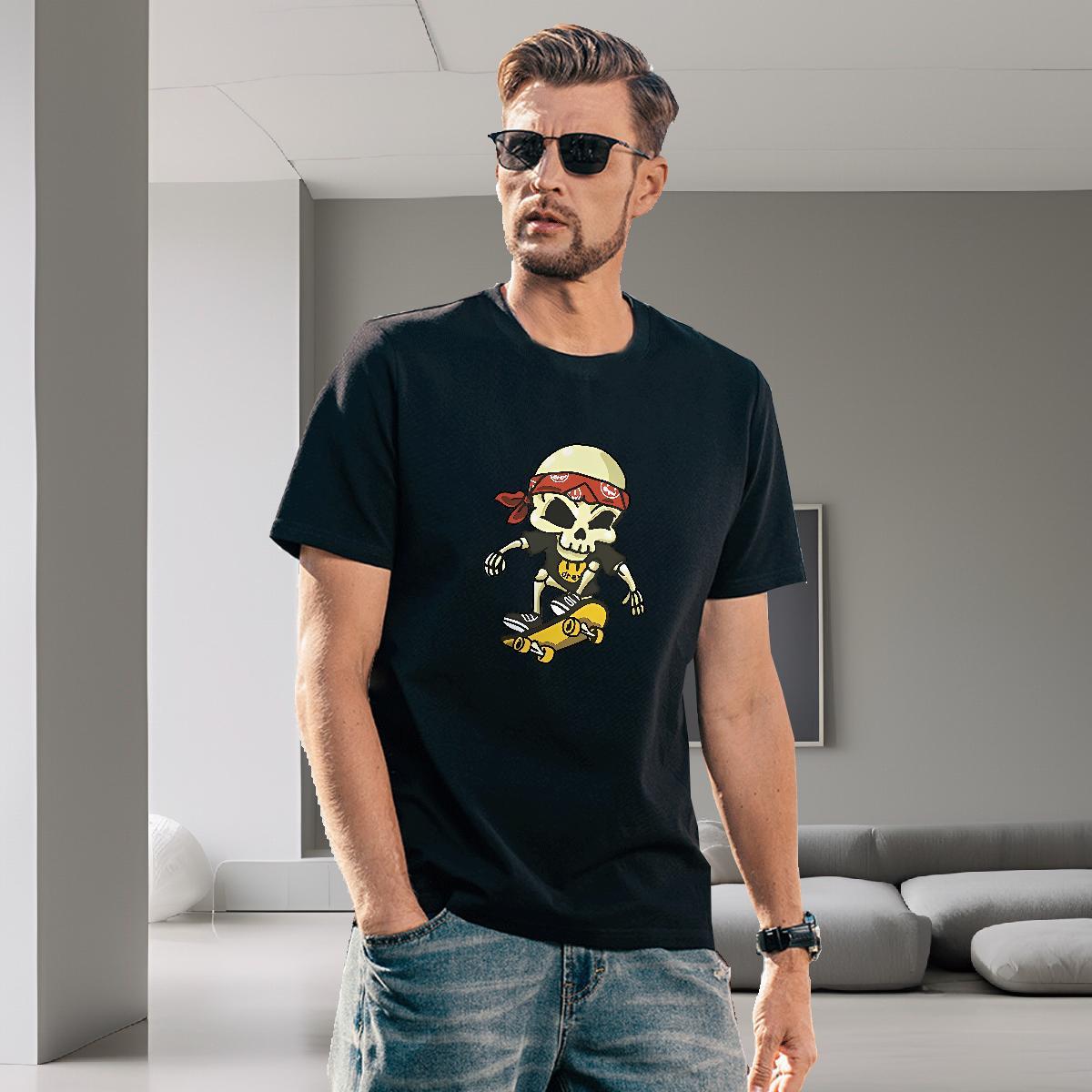 Cool Design Men T Shirts 230g Pure Cotton skull Spring Summer Oversized 4XL Breathable Short Sleeve Mens Tshirts Fashion Design Tees