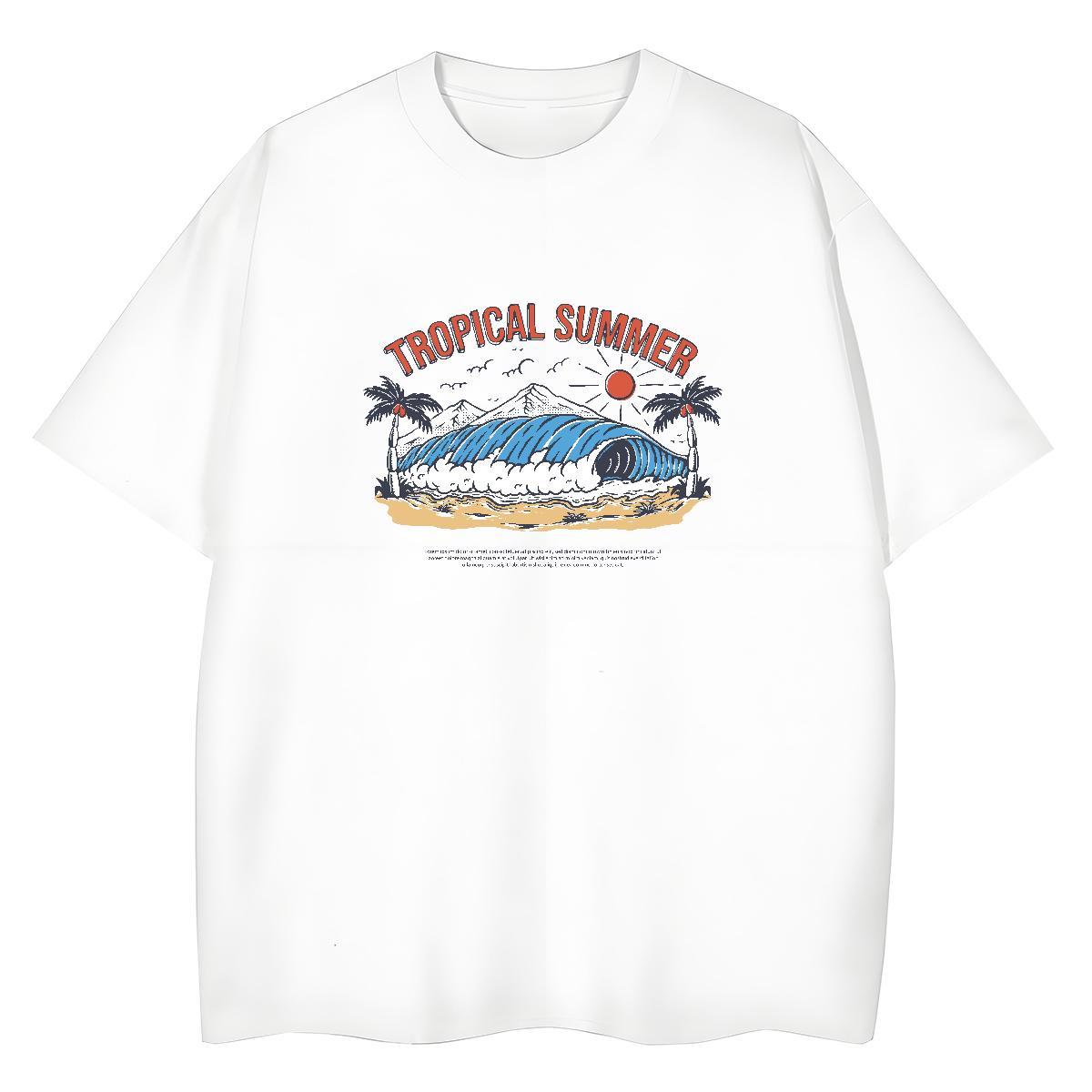 Wholesale Man T Shirts 100% Cotton 230g sea wave Hip Hop Custom Printing Crew Neck Men Clothes T-Shirt Customized Top Tees