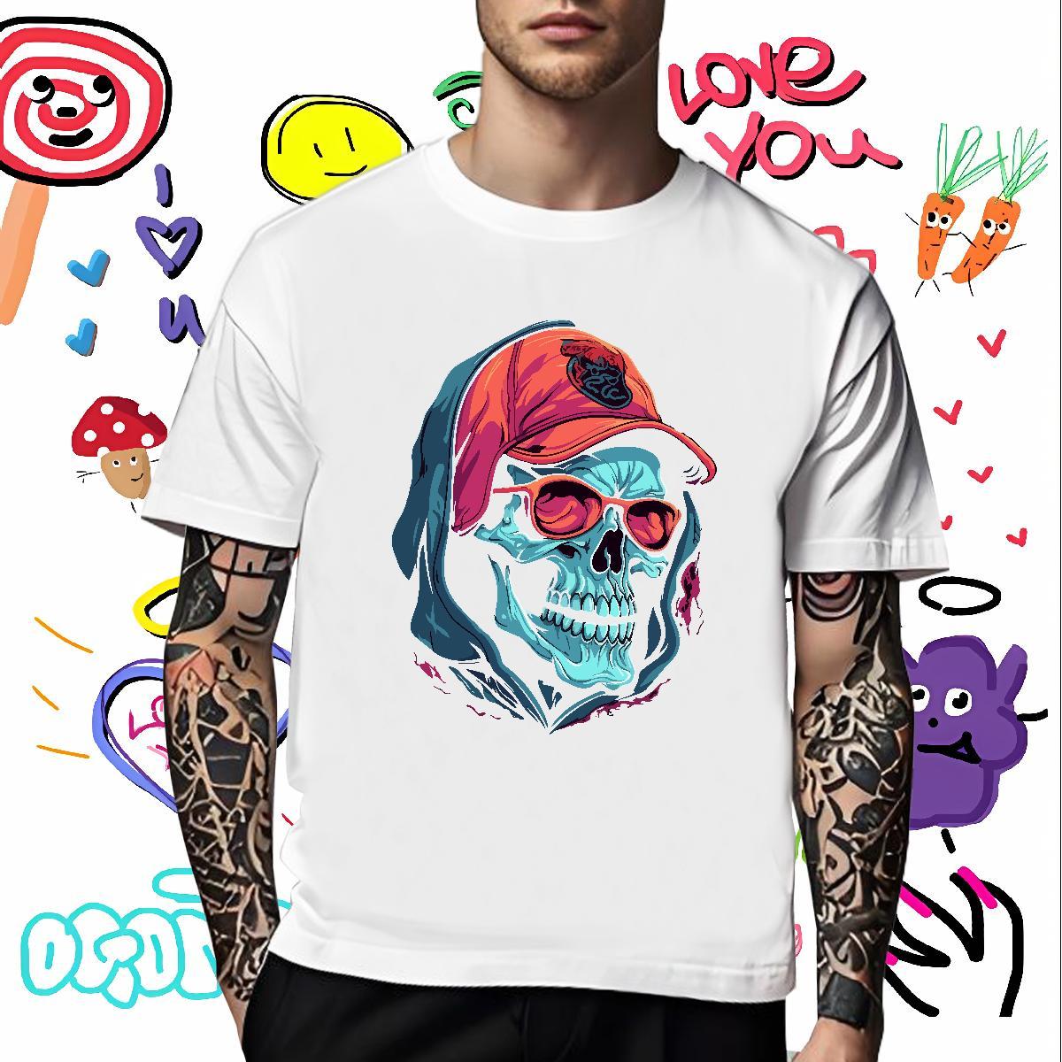 Designer Man T Shirts 230g Pure Cotton skull Home Outdoor DIY Logo Oversized Breathable Men Tshirts Fashion Designer Clothes