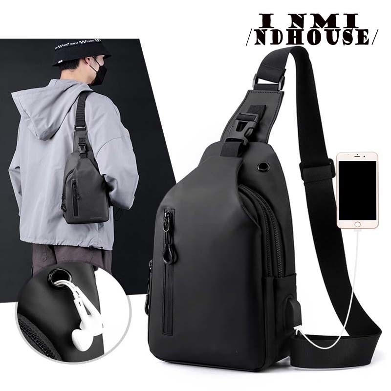 inmindhouse Chest Bag Fashion Solid Color Men Outdoor Casual One Shoulder Crossbody 240824