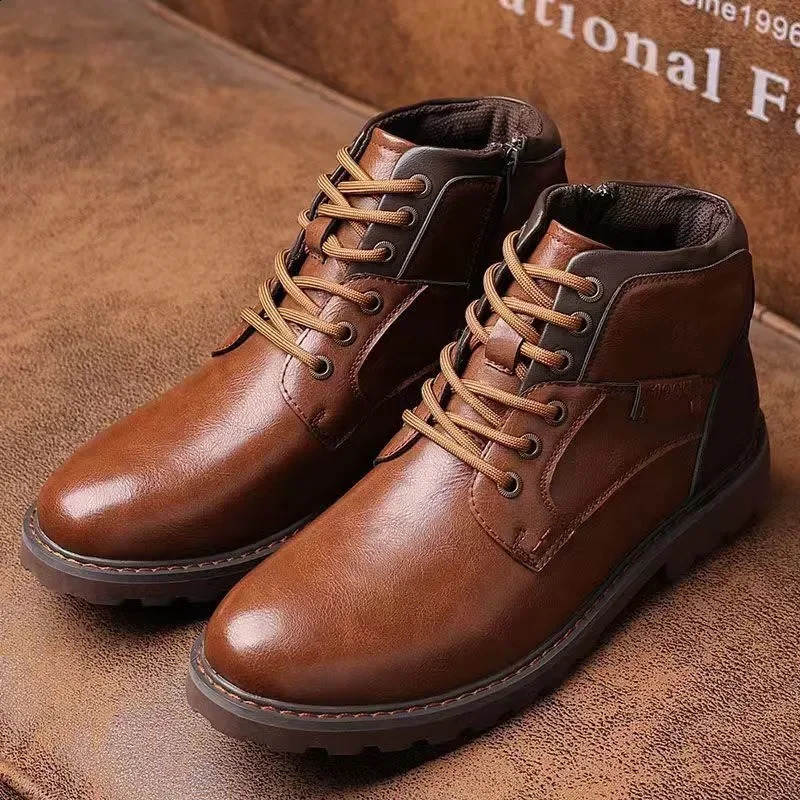 Handmade Men Autumn Winter Booties Outdoor Vintage Brown Ankle Work Boots Beef Tendon Bottom atillas Male 240830