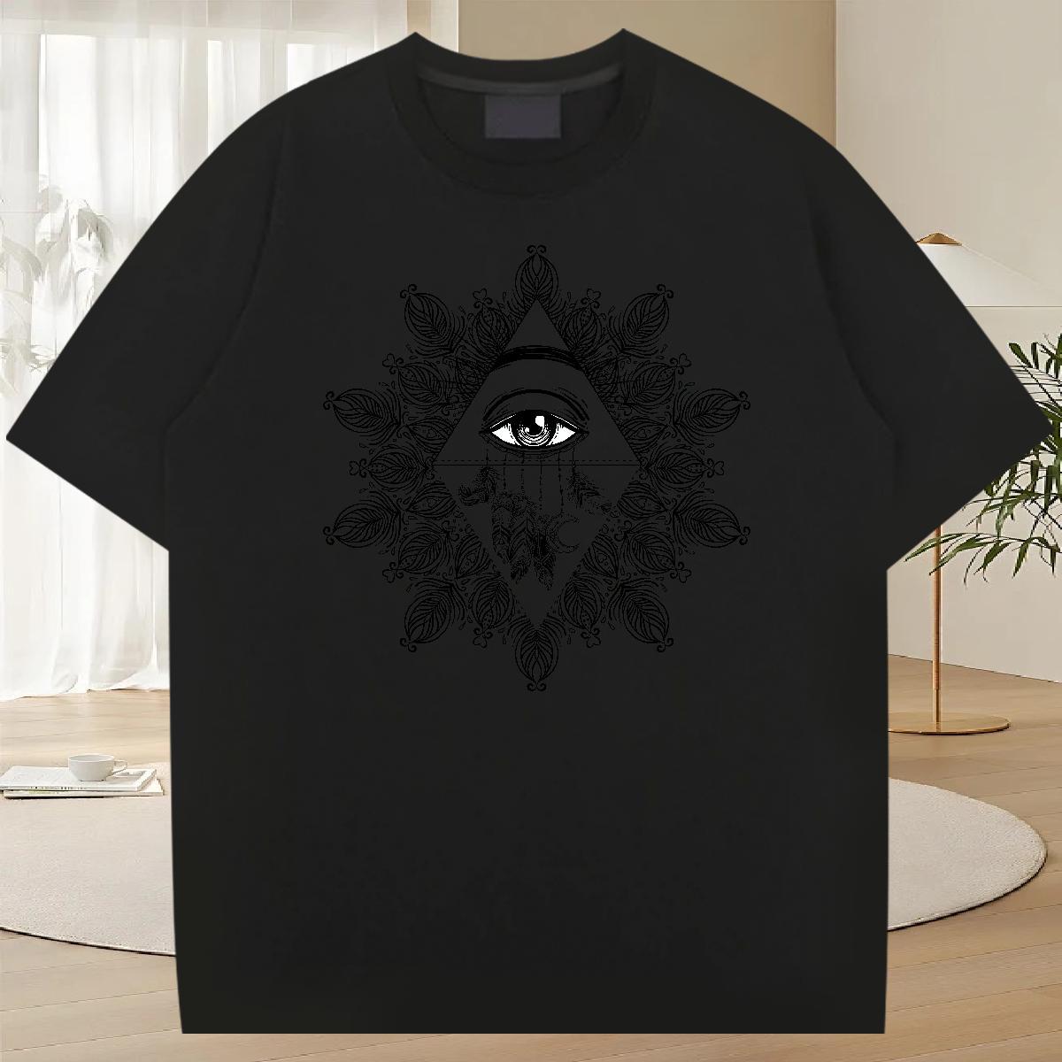 Cool T-Shirts for Men 230g Pure Cotton eye of the devil Casual Daily Wear DIY Anime O-Neck Short Sleeve Men Clothes T-Shirt 2024 Tees