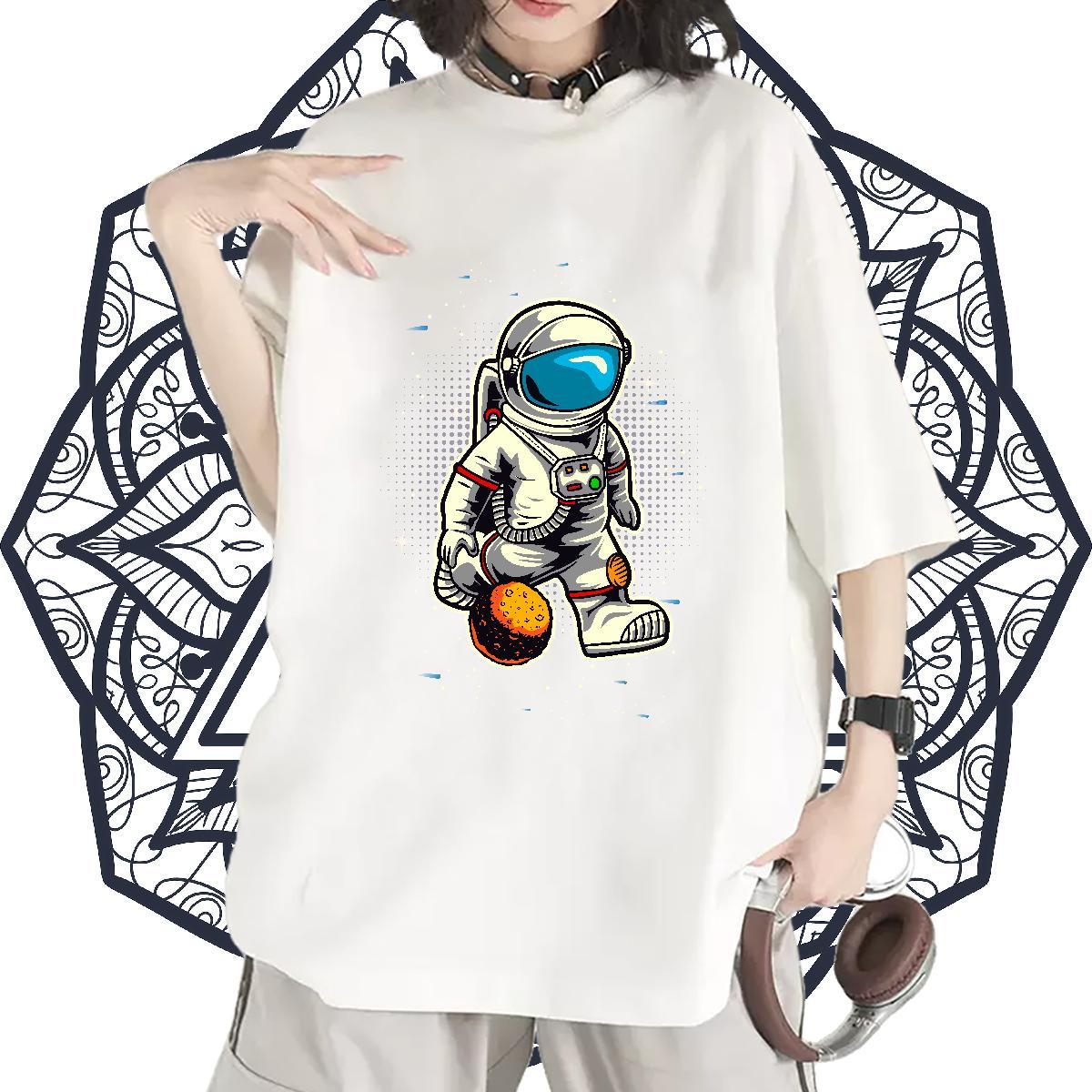 Loose Woman Tshirt 230g 100% Cotton universe Sports Street Wear T-Shirts for Women Breathable Short Sleeve DIY Logo Top Tees