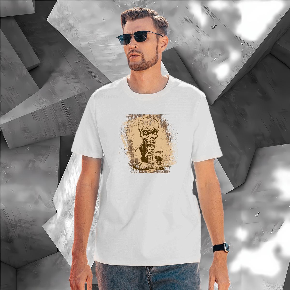 Wholesale T shirt 100% Cotton 230g skull Outdoor Black White Crew Neck Tshirt for Man Woman 2024 New Tops Shirt