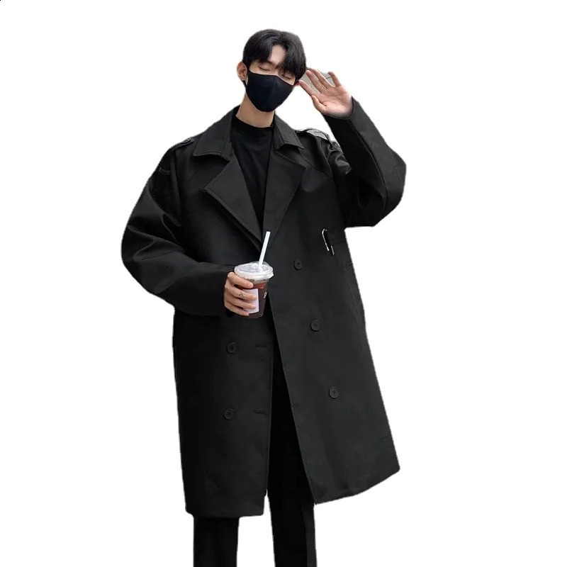 Mens Trench Mid Length Casual Coats Rugged and Handsome High Grade Feeling Coat Long Jackets for Men 240826