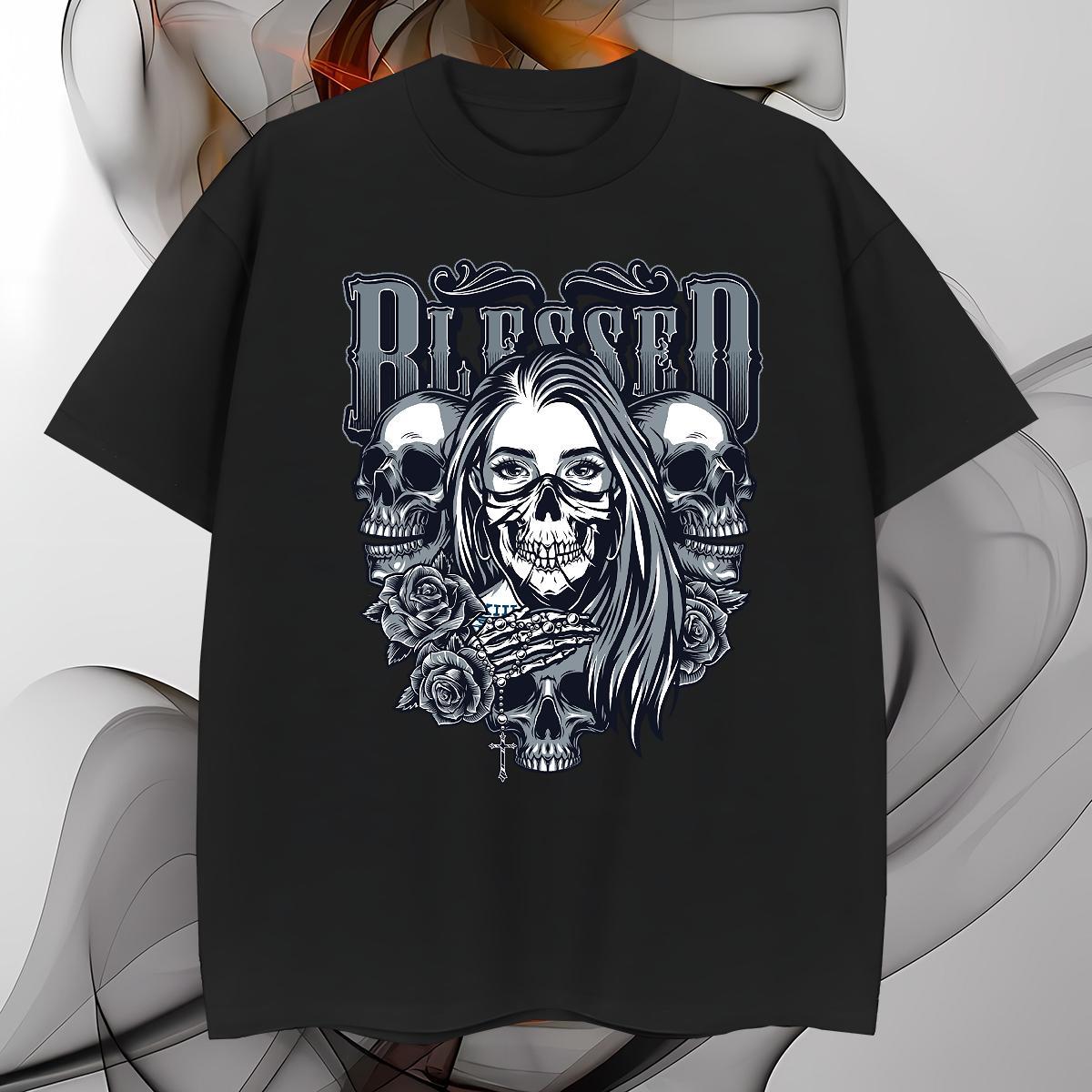 Cool Design T Shirt For Man 230g Pure Cotton skull Home Outdoor Customized Print Breathable Short Sleeve Men Tshirts Designer Polos