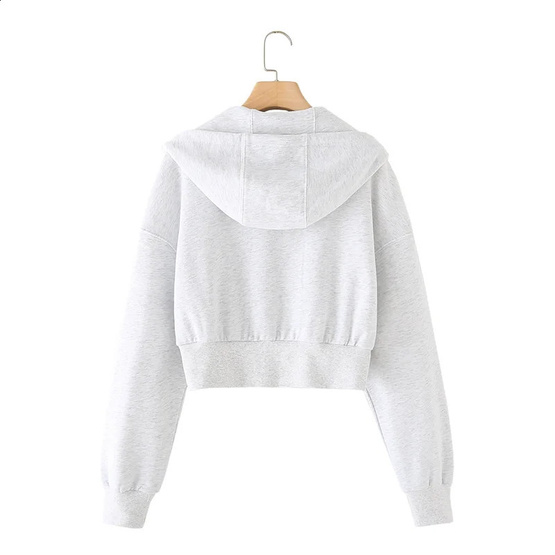 KEYANKETIAN Womens Oversize Hooded Zipper Short Hoodie High Street Double Pockets Casual Crop Top Sweatshirt 240824