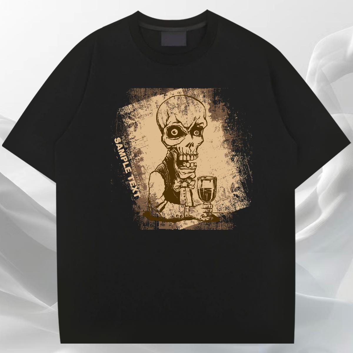 Comfortable T Shirt For Man 100% Cotton 230g skull Sports Casual Cartoon Print Breathable Short Sleeve Mens Tshirts New Arrival Tees