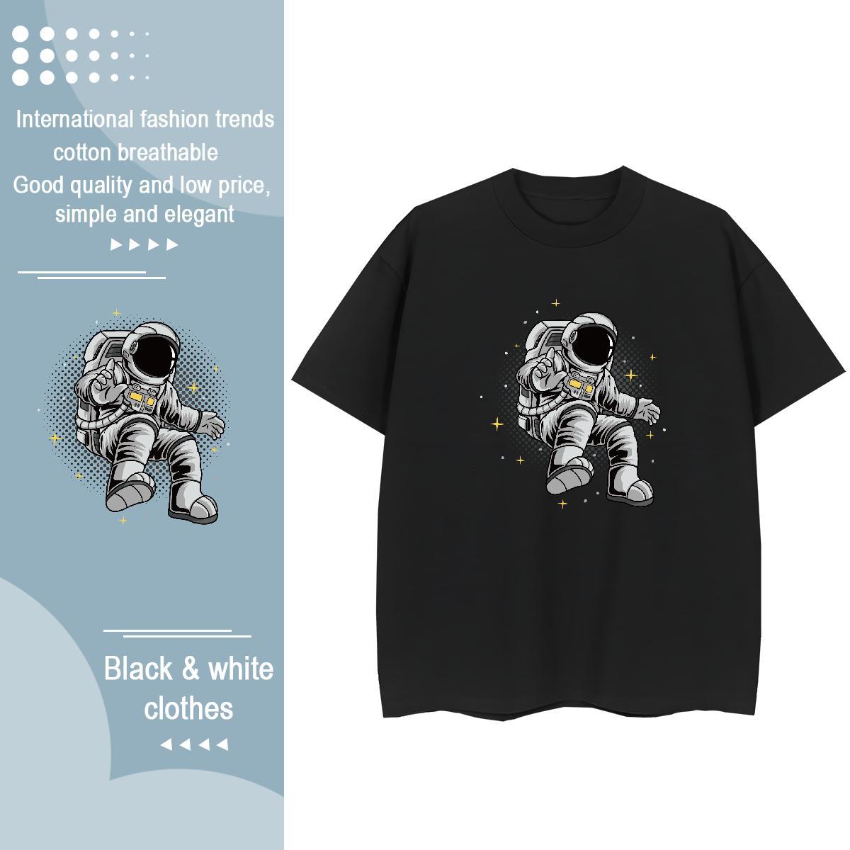 5A Lady T shirt 100% Cotton 230g cosmonaut Street Women T Shirts Round Neck Short Sleeve Skull Tees