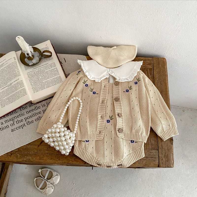 New autumn baby clothing 0-3 year old girls embroidered hollow knit sweater jacketW240824