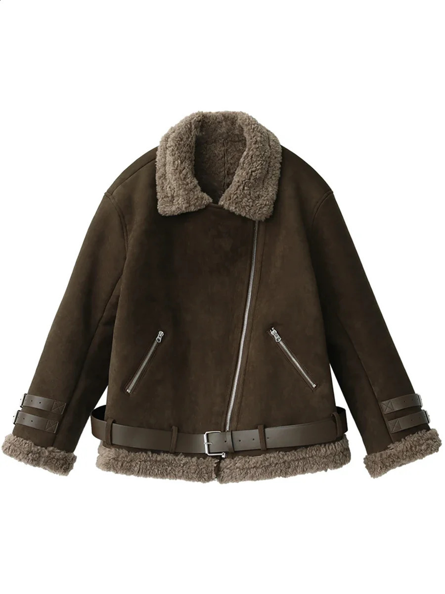 CHIC VEN Womens Jackets Thick Warm Streetwear Coats Retro Motorcycle Overcoat Plush Jacket Woman Windbreaker Autumn Winter 240824