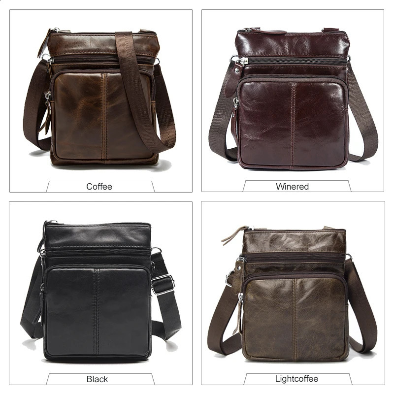 Small Messenger Crossbody Shoulder Men Bag Genuine Leather Handbag Cross Body Male For Hit Side Little Vintage Sac Bolso Bolsa 240824