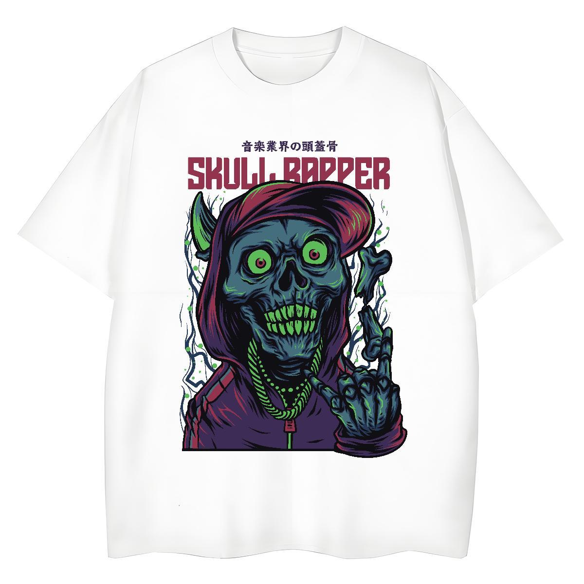 Brand T shirt 230g Pure Cotton skull Street Casual Custom Print Oversized Breathable Crew Neck Couples T Shirts DIY Polos