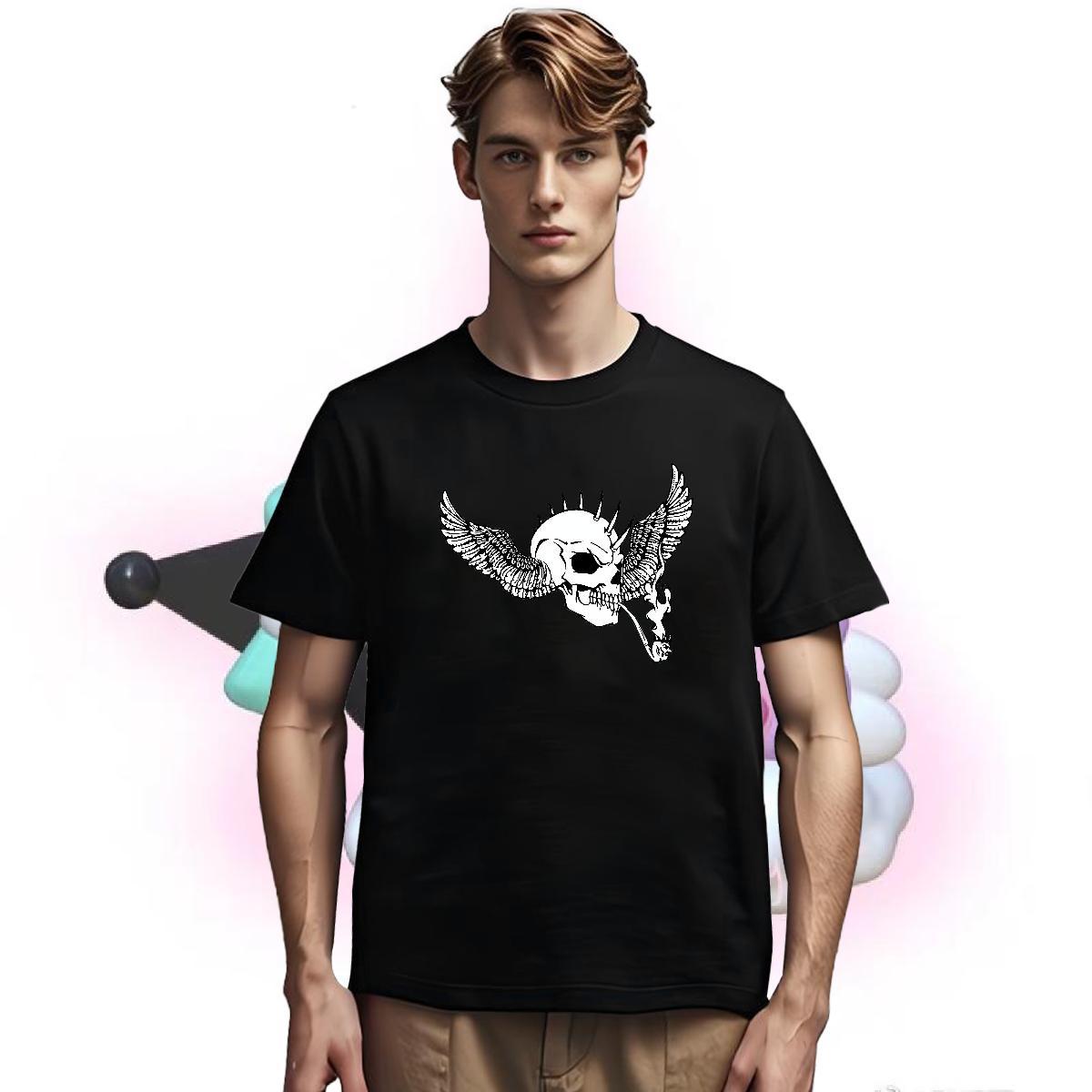 Cool T shirt 230g 100% Cotton skull Casual Black White Breathable Short Sleeve Men Clothes T-Shirt Fashion Designer Tshirts