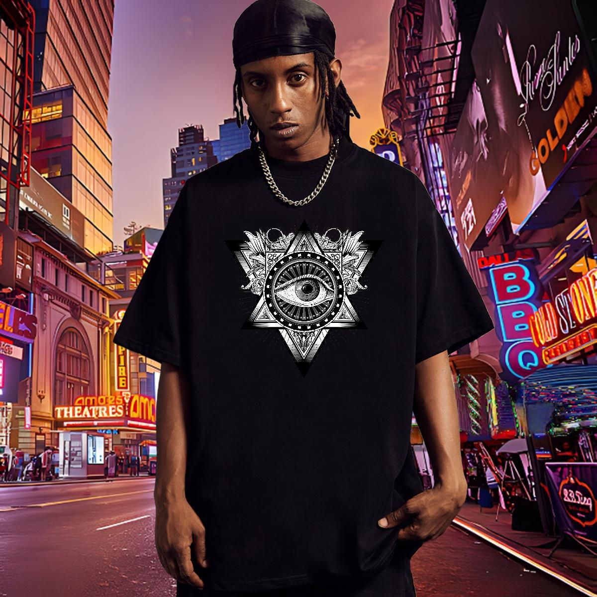 Cool Design Man T Shirts 230g Pure Cotton eye of the devil Casual Beach Asian Size Short Sleeve O-Neck Men Tshirts Stylist Clothes
