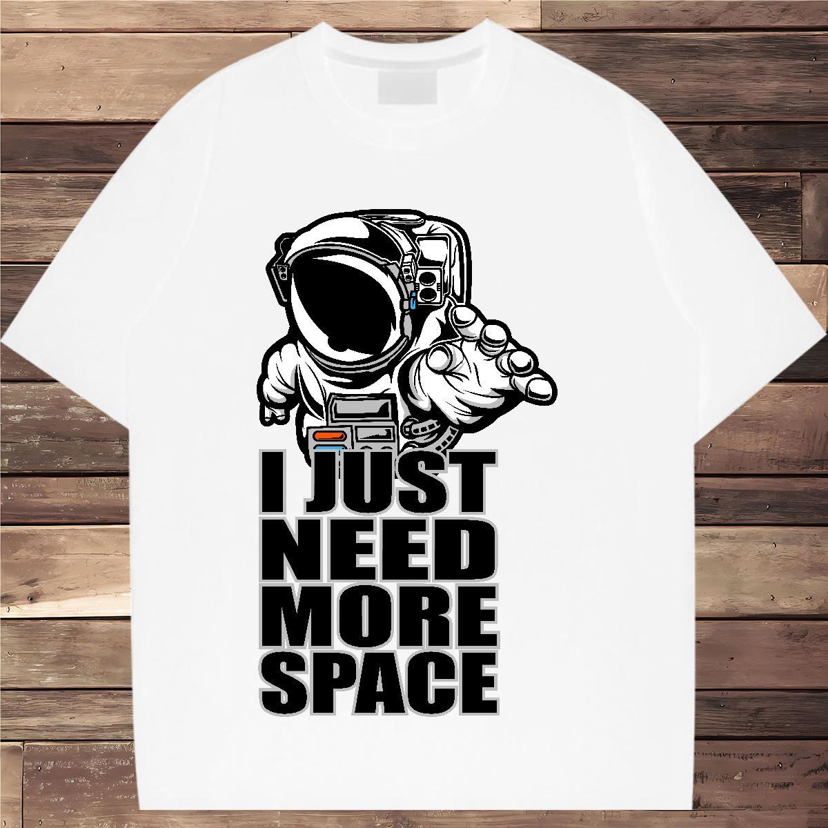 Loose fit Lady T shirt 230g 100% Cotton cosmonaut Beach Woman T Shirts Breathable Crew Neck Cartoon Floral Printing Tee Shirt