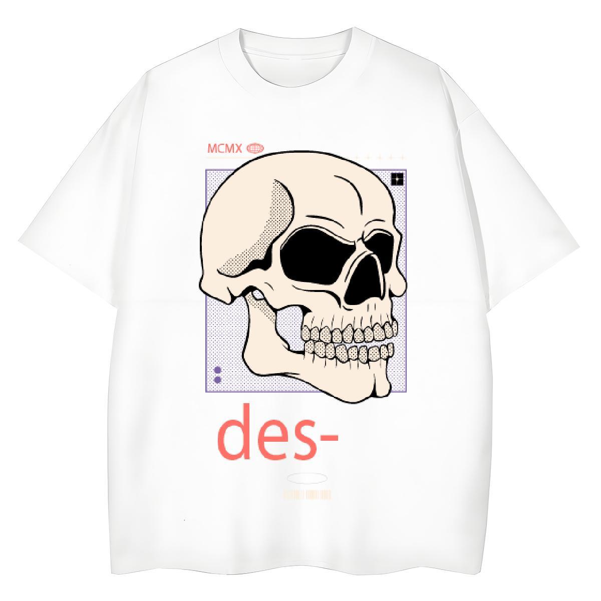 Wholesale Woman Tshirt 100% Cotton 230g skull High Street Hip Hop T shirt Short Sleeve O-Neck Custom Printing Tee Shirt