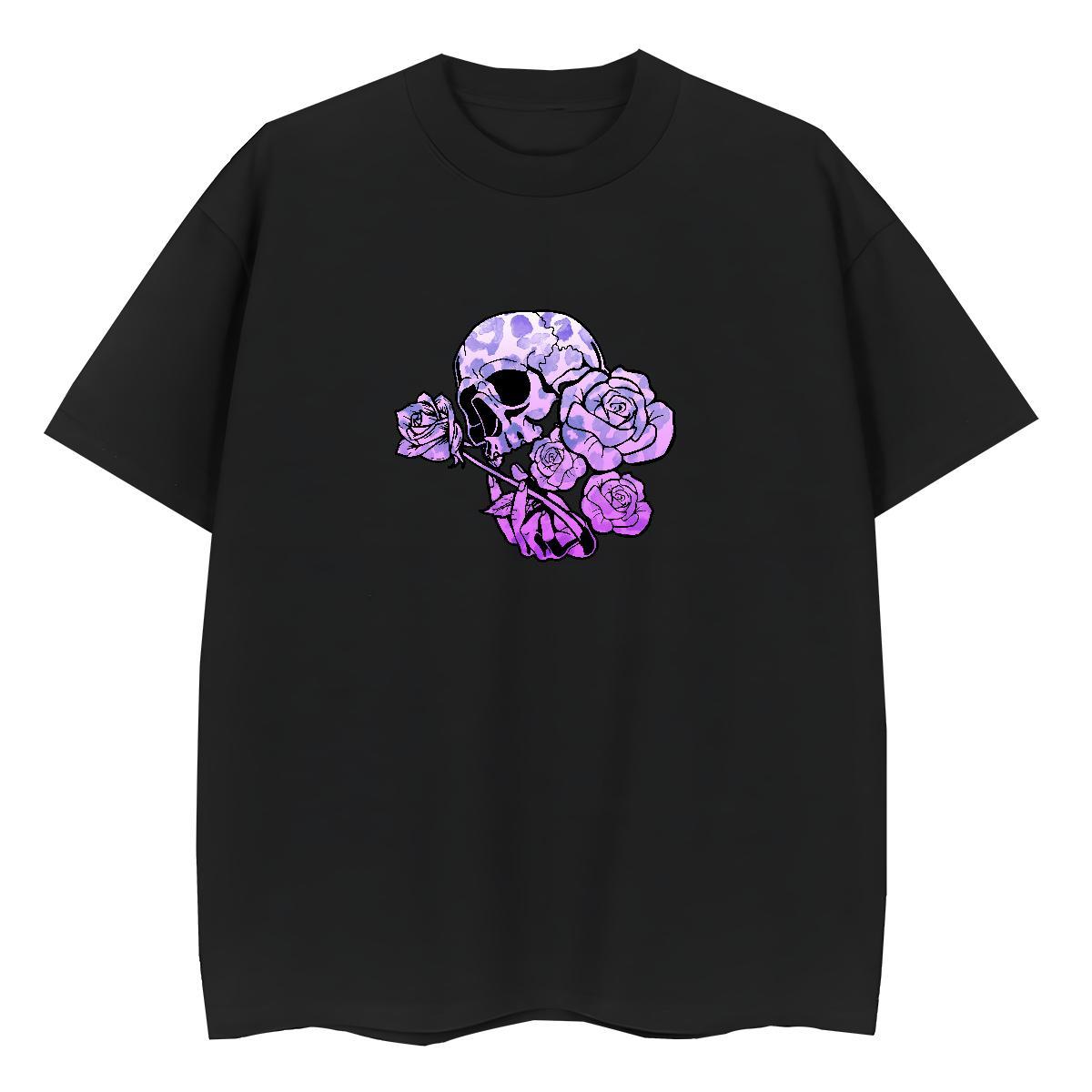 Soft Mens T Shirts 230g Pure Cotton skull Casual Daily Wear Custom Print Plus Size Crew Neck Mens Tshirts Fashion Design Tops