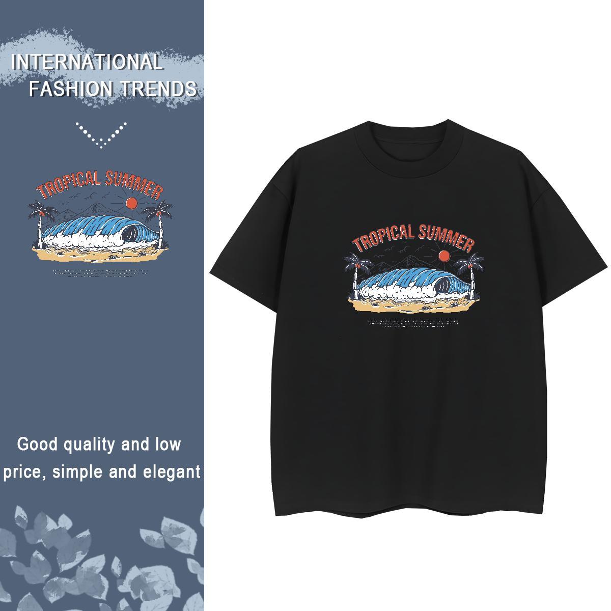 Wholesale Man T Shirts 100% Cotton 230g sea wave Hip Hop Custom Printing Crew Neck Men Clothes T-Shirt Customized Top Tees