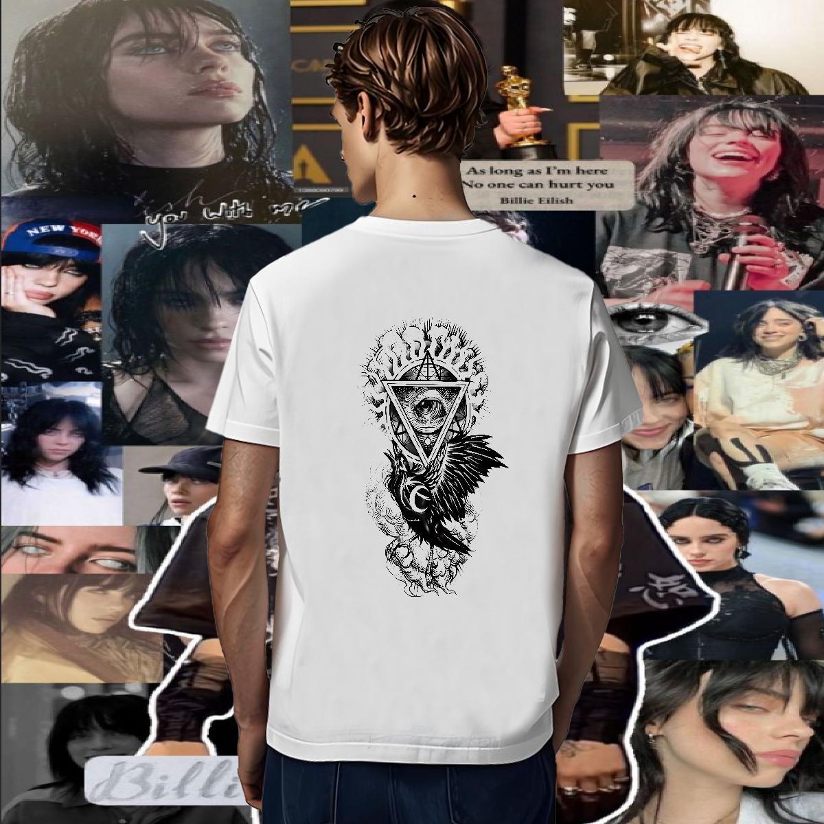 Classic T shirt 230g 100% Cotton eye of the devil Casual DIY Short Sleeve O-Neck Tshirt for Man Woman 2024 Summer Clothings