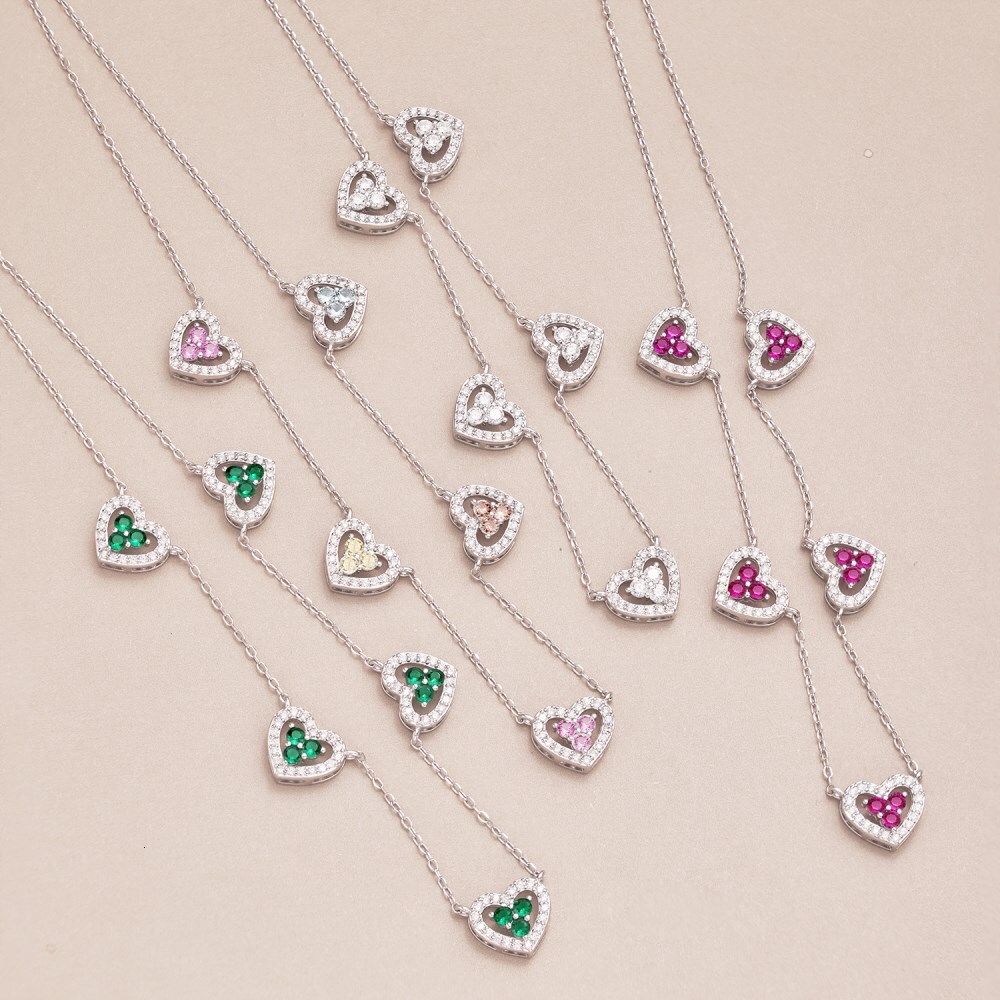 Korean version INS style new S pure sier collarbone chain heart zircon series fashionable and versatile design sense women's batch
