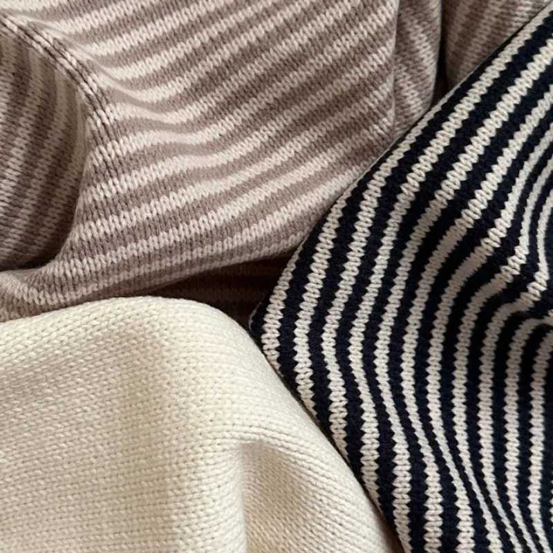 Childrens striped sweater autumn lapel pullover sweater boys and girls cotton loose top baby soft knit dressW240824