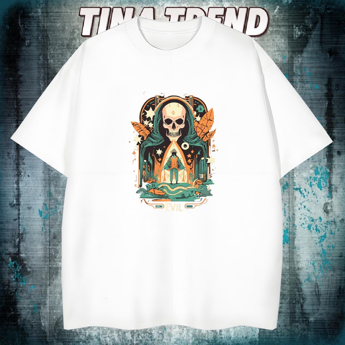 High Quality Mens T Shirts 230g Pure Cotton skull Home Outdoor DIY Breathable Short Sleeve Men Tops Tees Classic Tees Shirts