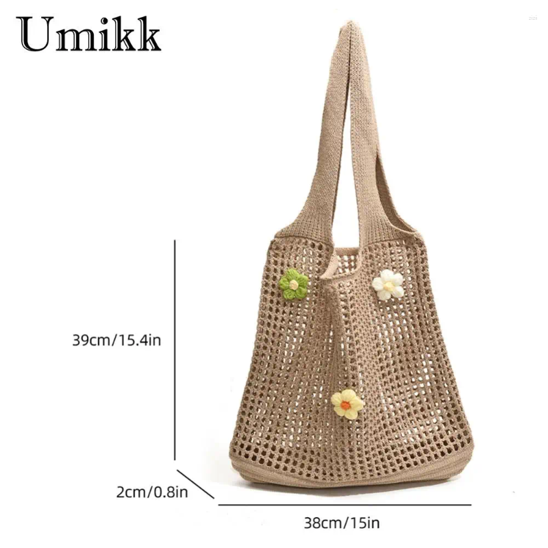 Shoulder Bags Women Knitted Crochet Large Capacity Woven Hobo With wer Decor Casual New Beach Simple Summer
