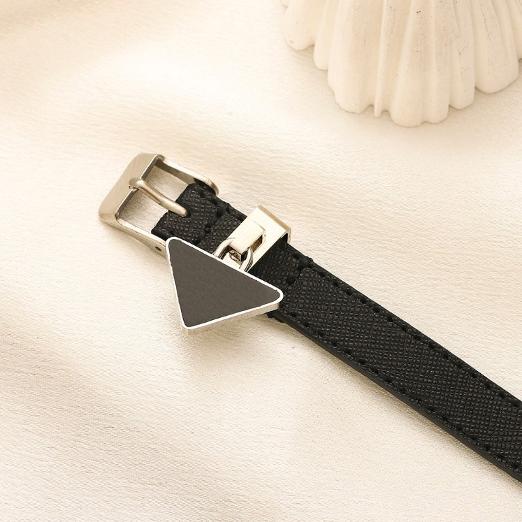 womens leather triangle pendant bangle bracelet stainless steel sier plated cartoon style party jewelry