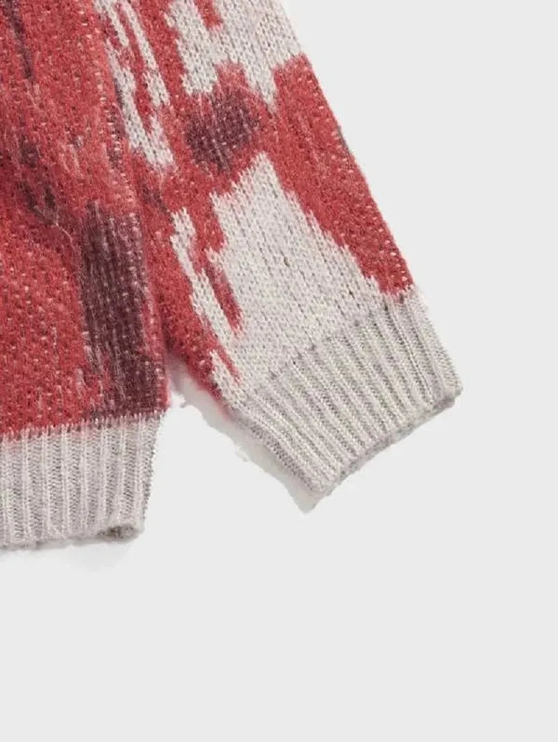 Autumn and Winter Personalized Knitted Sweater Tie Dye Trend Knitted Sweater Y2K Loose Oversized High Collar Street Sweater 240826