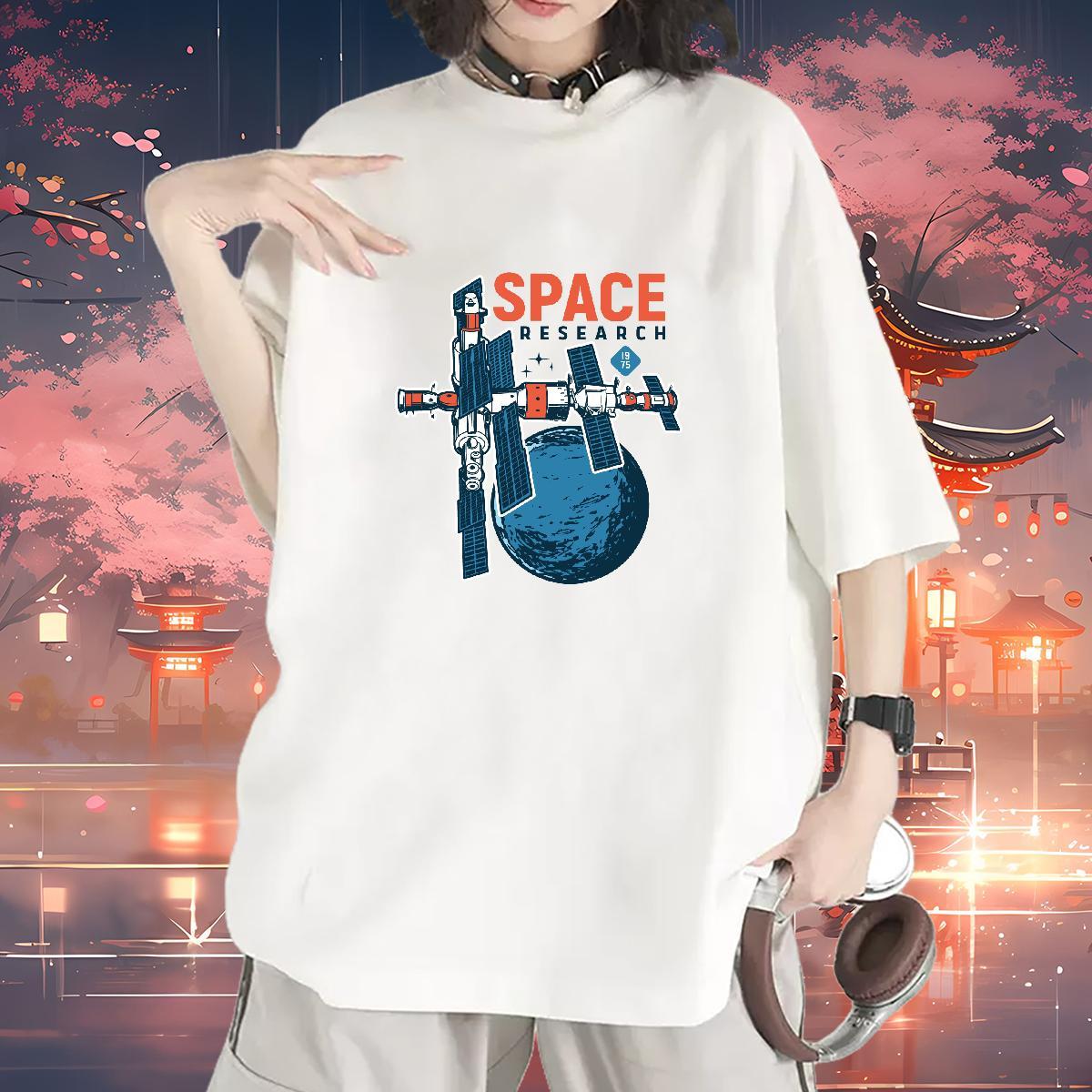 5A Women Tees 230g Pure Cotton planet Casual T-Shirts Short sleeve Soft Oversized L-4XL Top Shirts