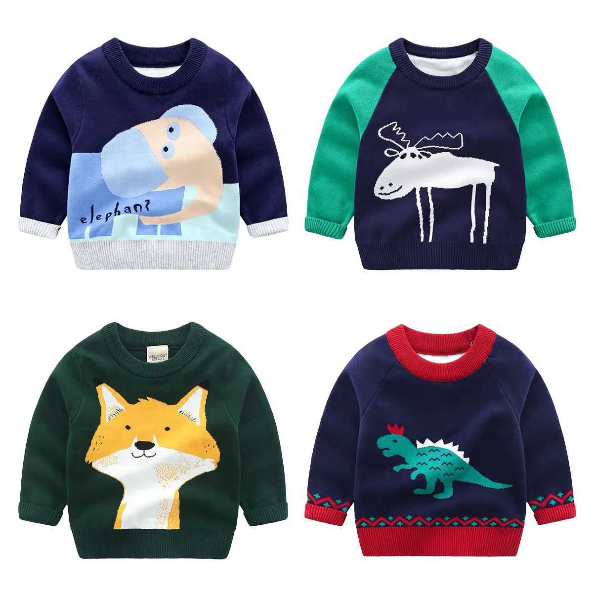2024 autumn and winter childrens sportswear long sleeved cartoon animal childrens pulley 1-6 years old childrens knitting jumperW240824