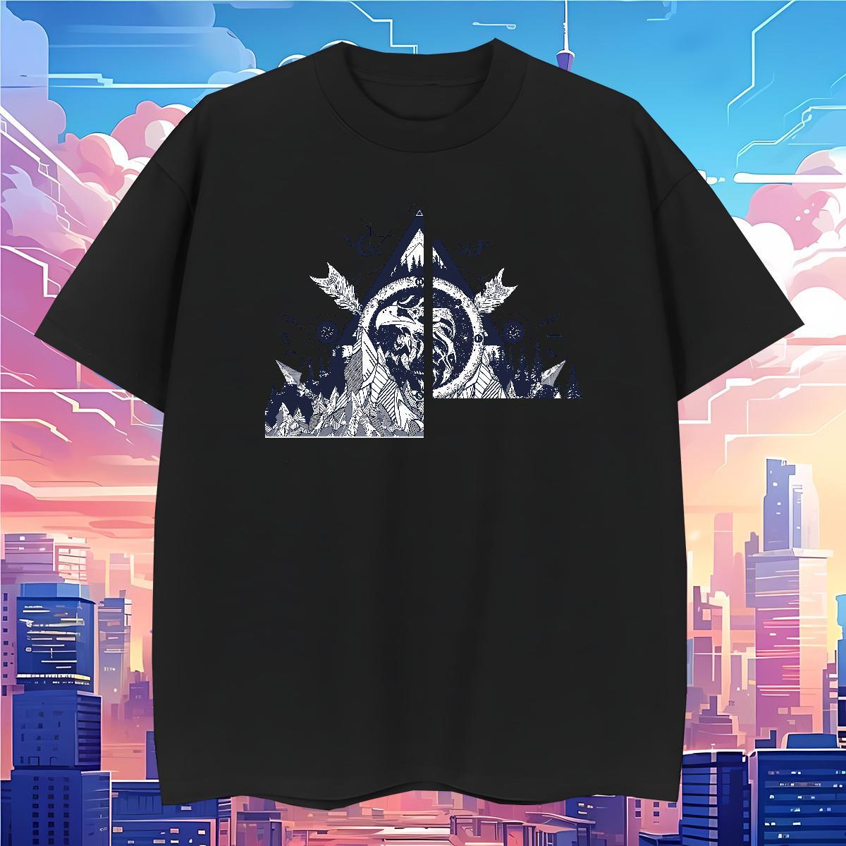 Popular Man T Shirts 230g Cotton eye of the devil High Street Hip Hop DIY Round Neck Short Sleeve Couples T Shirts Classic Casual Tops