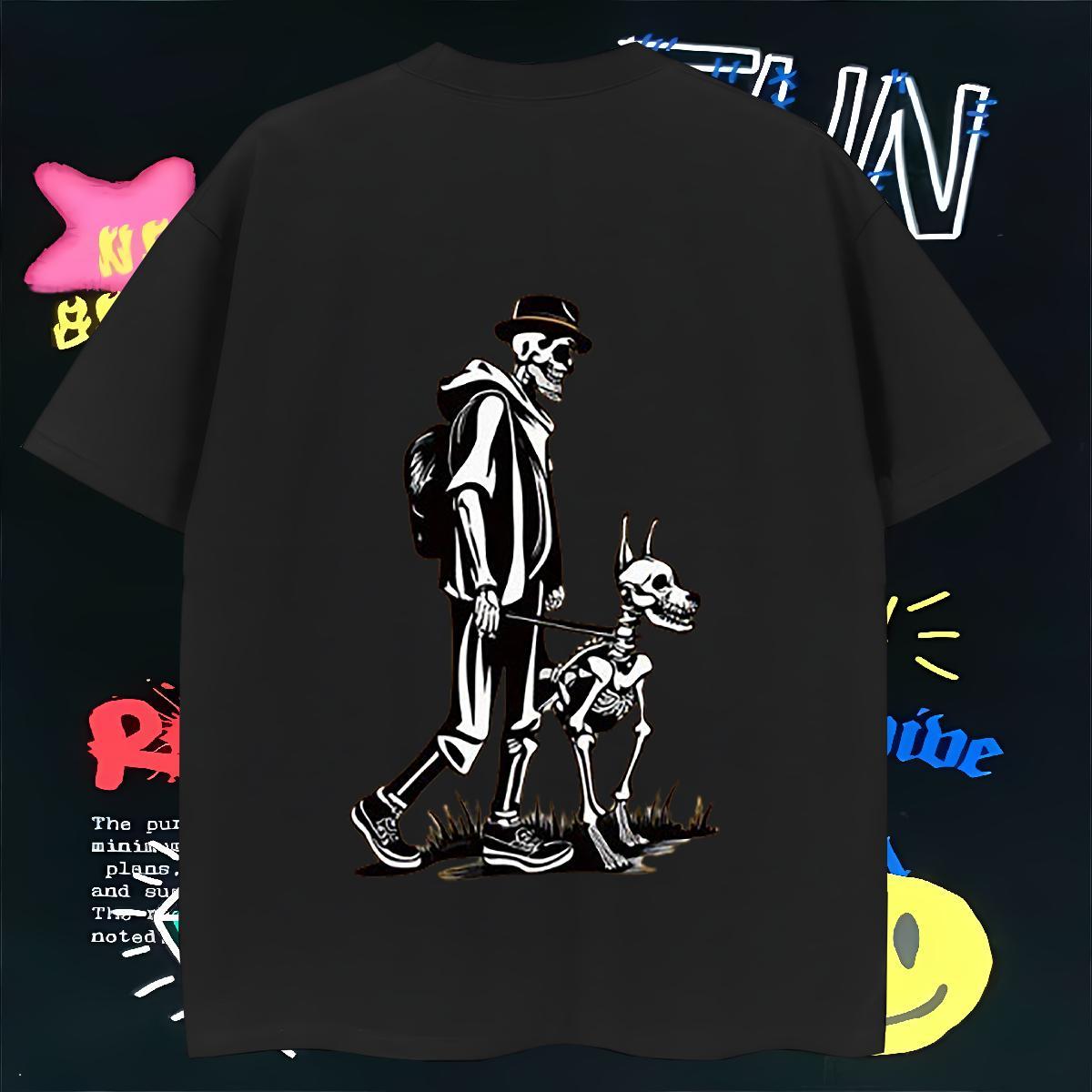 Soft T-Shirts for Men 230g Pure Cotton skull Sports Casual Oversized Round Neck Short Sleeve Mens Tshirts Classic Tops Tees