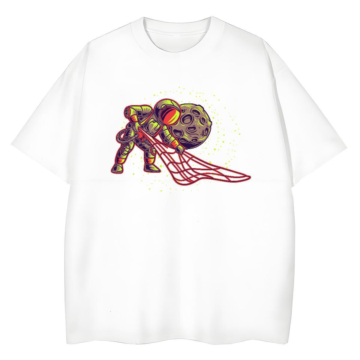Comfortable Women Tees 230g Cotton cosmonaut Beach T-Shirts for Women Breathable Oversized L-4XL Tee Shirt