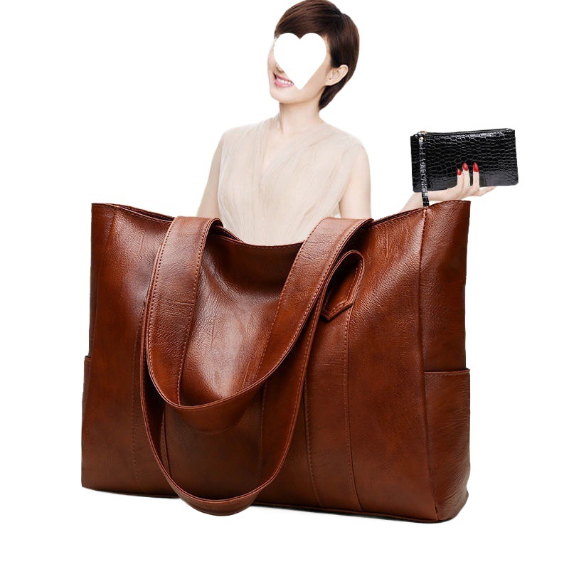 Capacity Tote Retro Vintage Large Vegan Shoulder Bag, Women's Casual Handbag For Commute free shipping Lhshoe