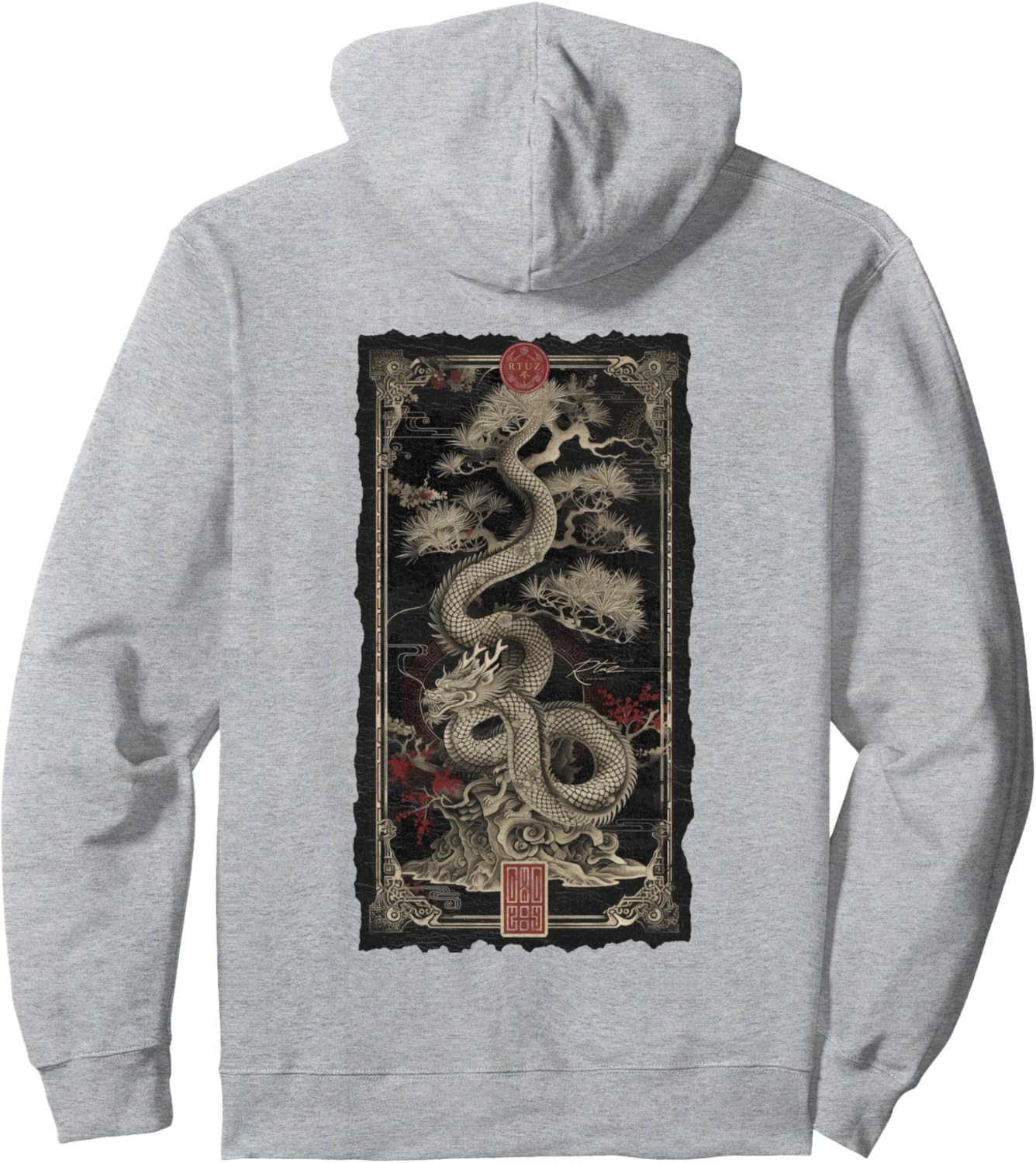 2024 Hoodie for Mens Womens Elegant back print Ying and Yang chinese bonsai dragon Pullover Hoodie Graphic Hoodies sweatshirt Pullover Long Sleeve
