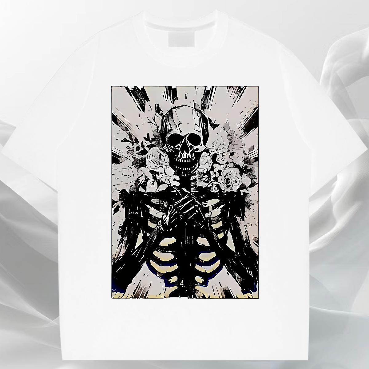 Comfortable T-Shirts for Men 230g Pure Cotton skull Outdoor DIY Printed Breathable Men Tees Wholesale Tee Shirt