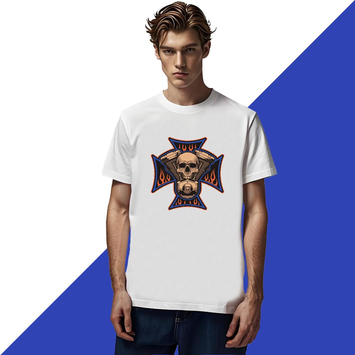 Wholesale Mens T Shirts 100% Cotton 230g skull Spring Summer Plus Size Cartoon O Neck Short Sleeves Men Clothes T-Shirt New Arrival Wear