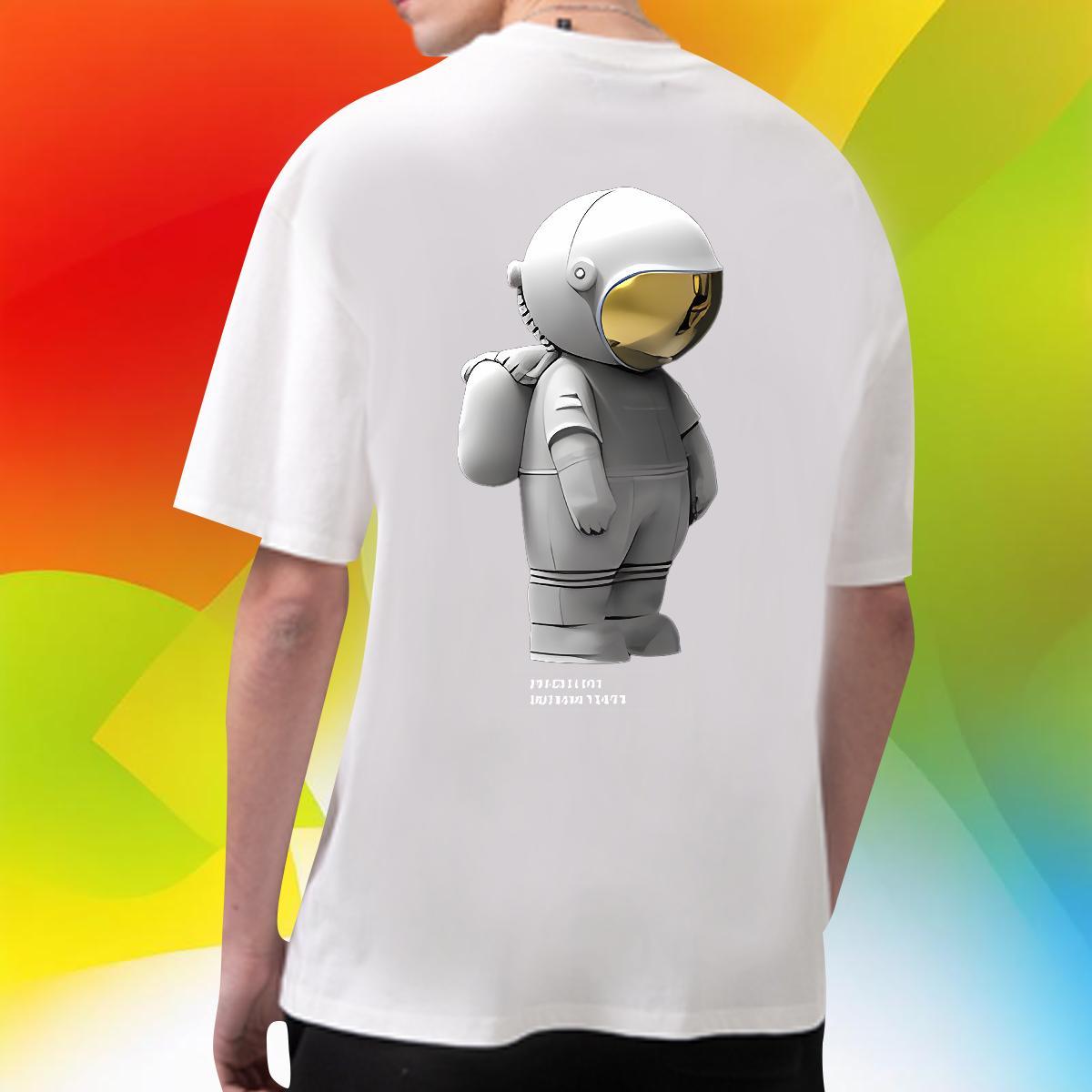 Wholesale T Shirt For Man 230g Pure Cotton spaceman Casual Daily Wear Floral Print Crew Neck Tshirts New Arrival Tees