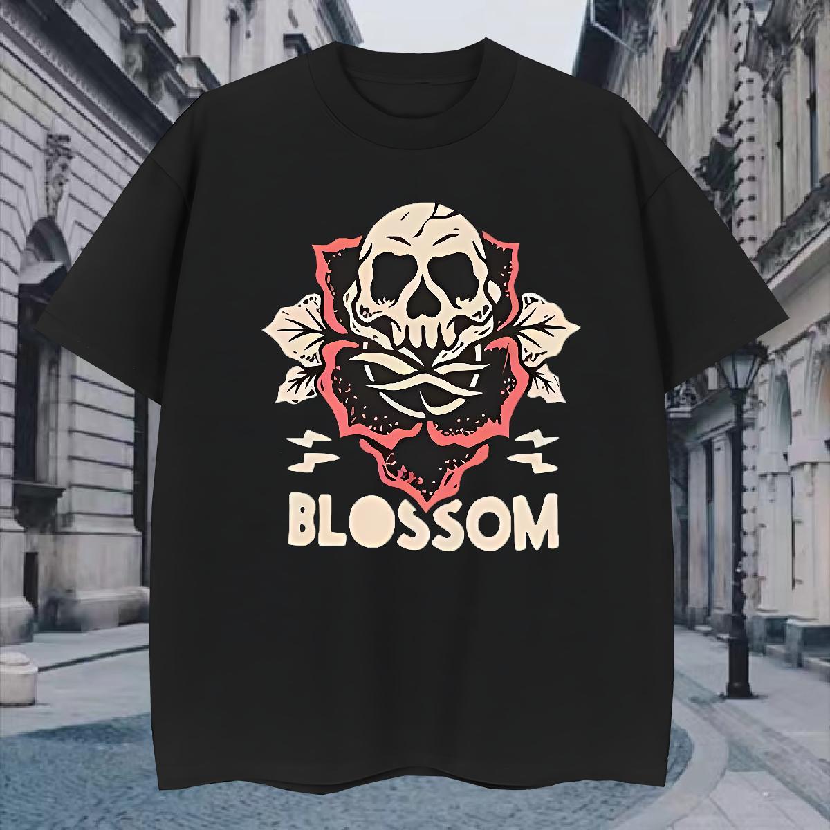 Comfortable Men T Shirts 230g Cotton skull Summer Casual Black Oversized Breathable Short Sleeve Men Tops Tees Fashion Designer Polos
