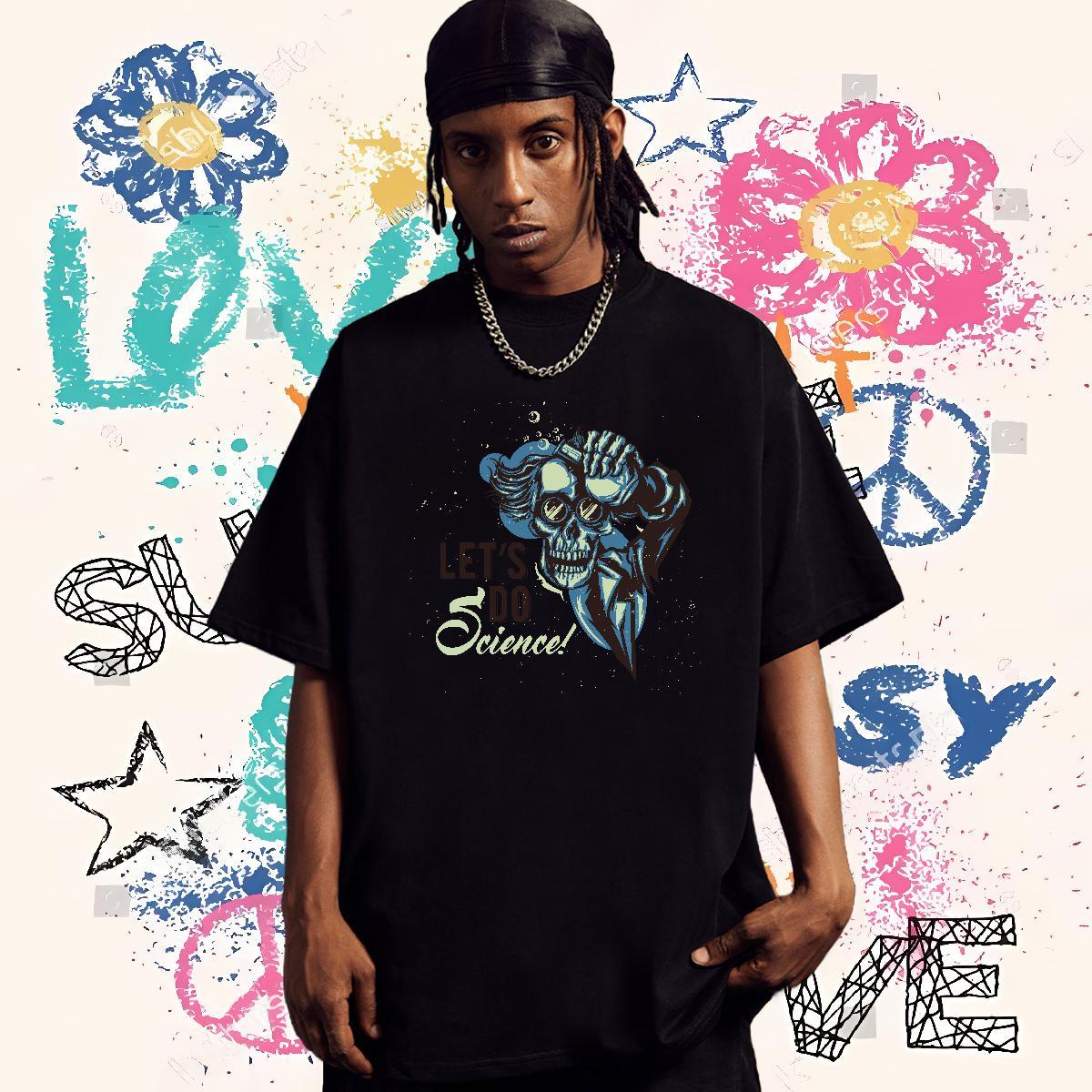 Soft Men T Shirts 230g Pure Cotton skull Casual Beach Custom Big Size Breathable Crew Neck Men Tees Fashion New Wear