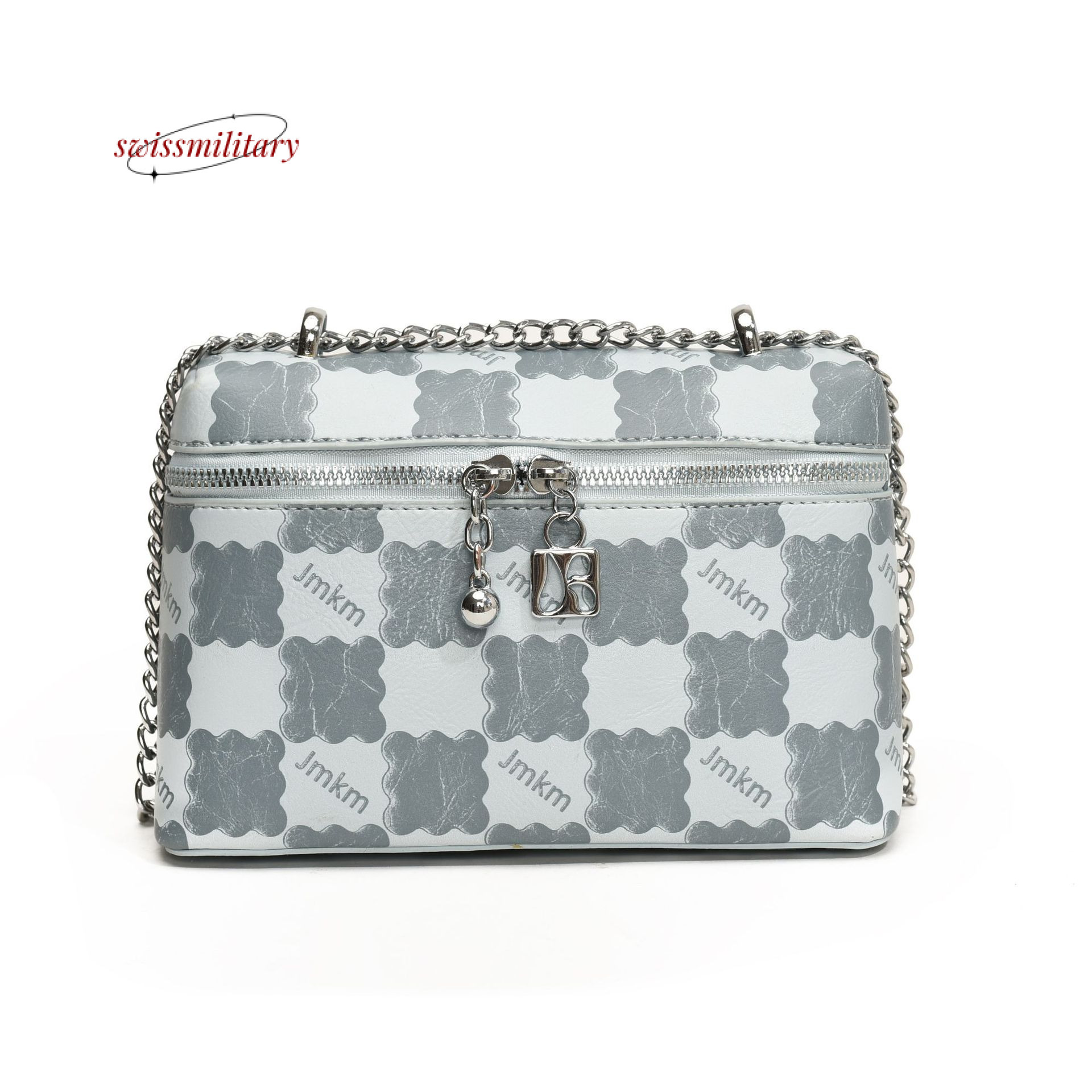 Swissmilitary New color blocking checkered for summer women 2024 small square high-end single shoulder crossbody bag, fashionable chain women's b
