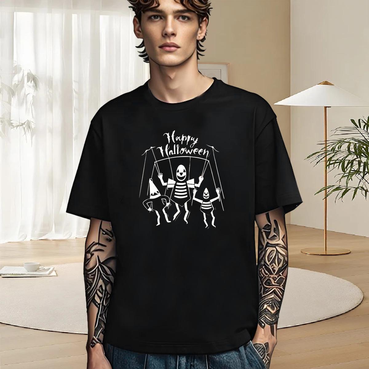 Cool Design T-Shirts for Men 100% Cotton 230g halloween Street Asian Size Breathable Mens Tshirts Wholesale Tee Shirt