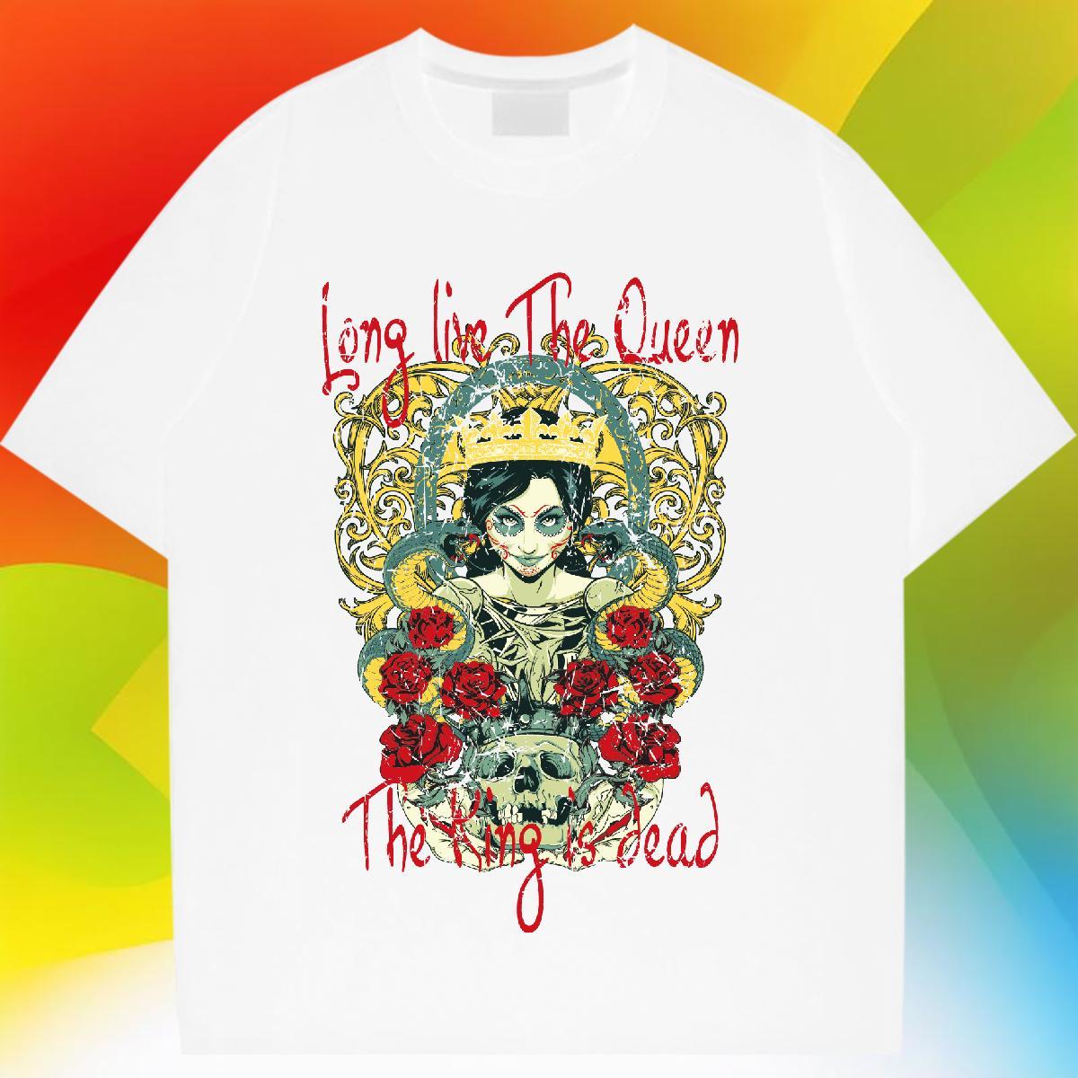 Lady Women Tshirts 230g 100% Cotton scary Street T Shirts Women Breathable Short Sleeve Customized Clothes Shirt