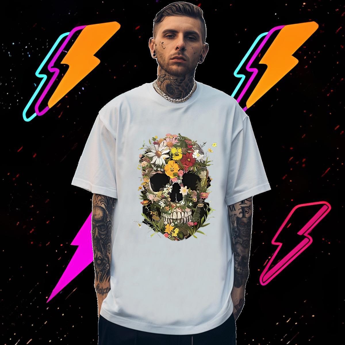 Cool T shirt 100% Cotton 230g halloween High Street Hip Hop Oversized 4XL Pure Cotton Men Tops Tees New Tee Shirt